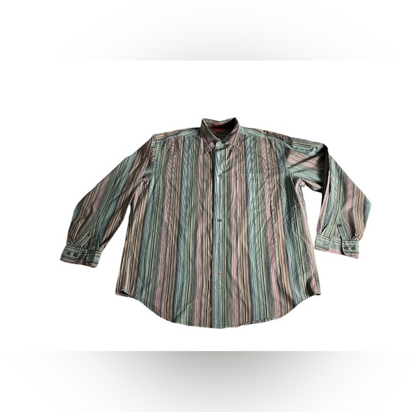 Faconnable Shirt Men Pinstripe Long Sleeve Button Down Multicolor Size XL - Picture 2 of 9
